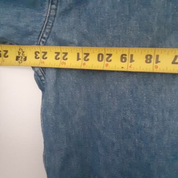 Reel Legends Vintage Shirt-Jacket Men's Large Blue Denim Shacket Elbow Patches - Picture 10 of 11